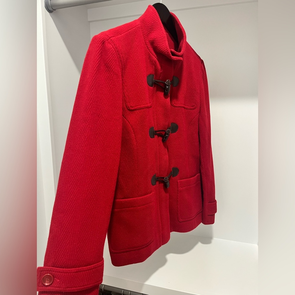 Talbots Mockneck Red Toggle Jacket Patch Pocket W… - image 4